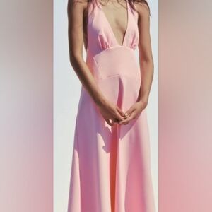 NWT | Zara Elegant Pink A-Line Halter Women's Dress